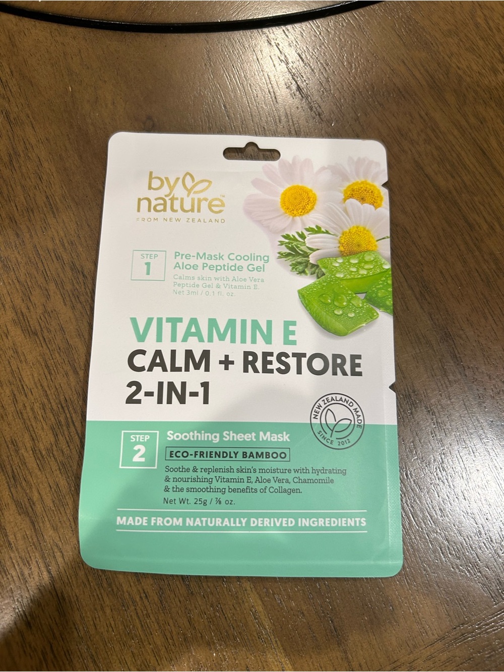 by nature Vitamin E Calm + Restore 2-in-1 Soothing Sheet Mask - Green/White New